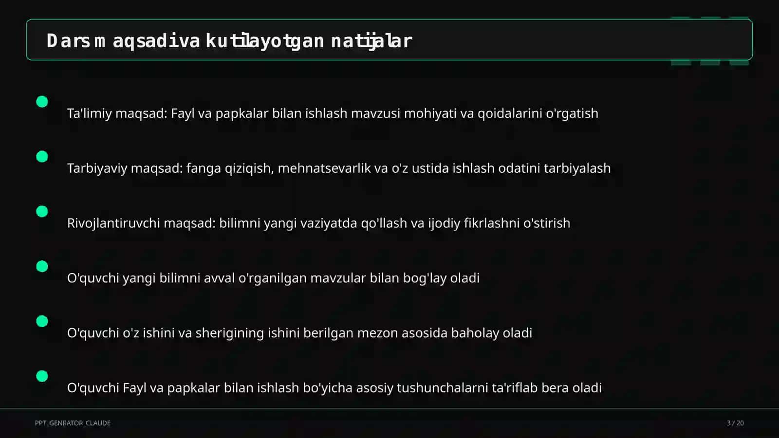 Fayl va papkalar bilan ishlash (5-sinf) Informatika va axborot texnologiyalari (5–11) — takrorlash darsi uchun 3