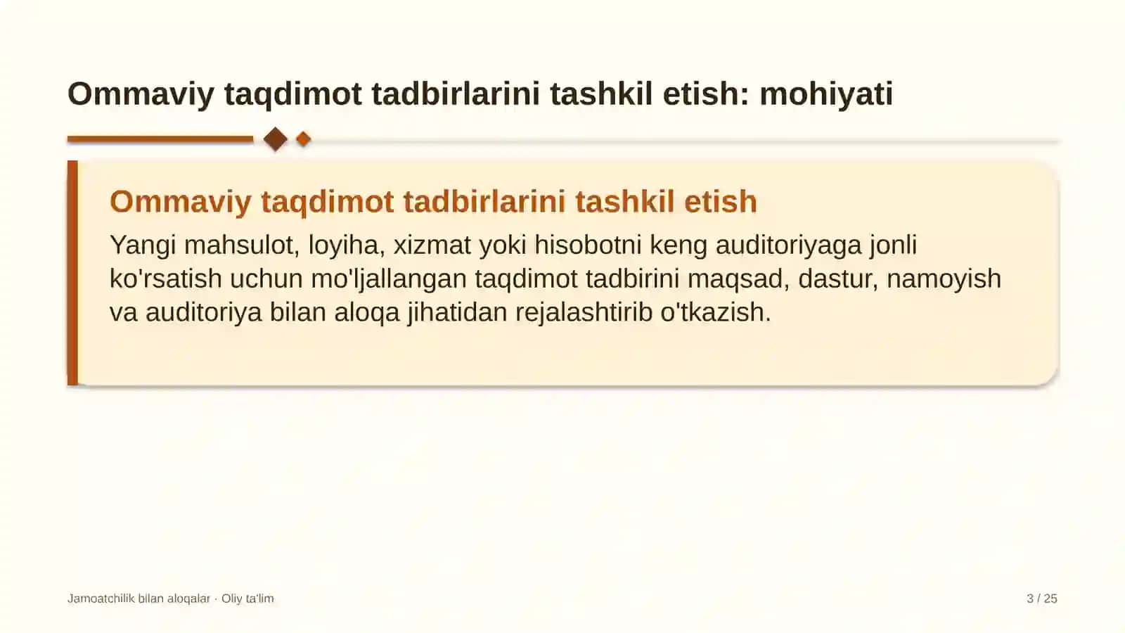 Madaniyat va istirohat bog'larida ommaviy taqdimot tadbirlarini tashkil etish 3