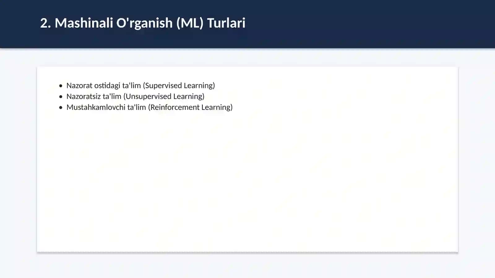 Sun'iy intellekt va Machine Learning 3
