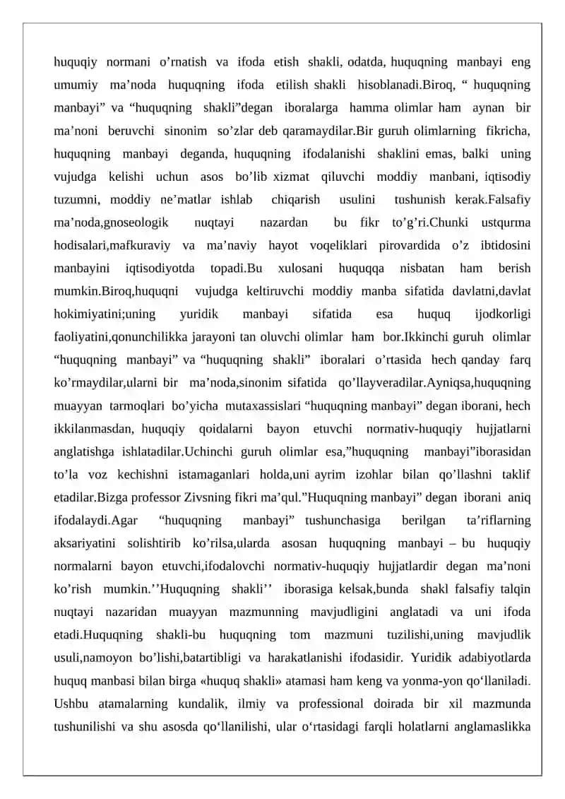 Huquq shakillari (manbalari) tushunchasi va turlari 3