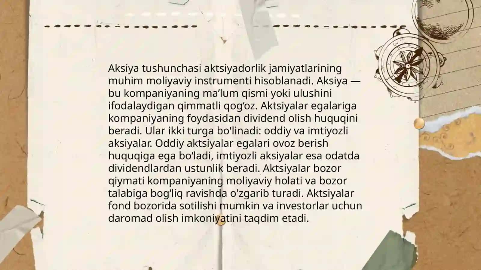 Aksiya qiymati baholash nazariya asoslari 3