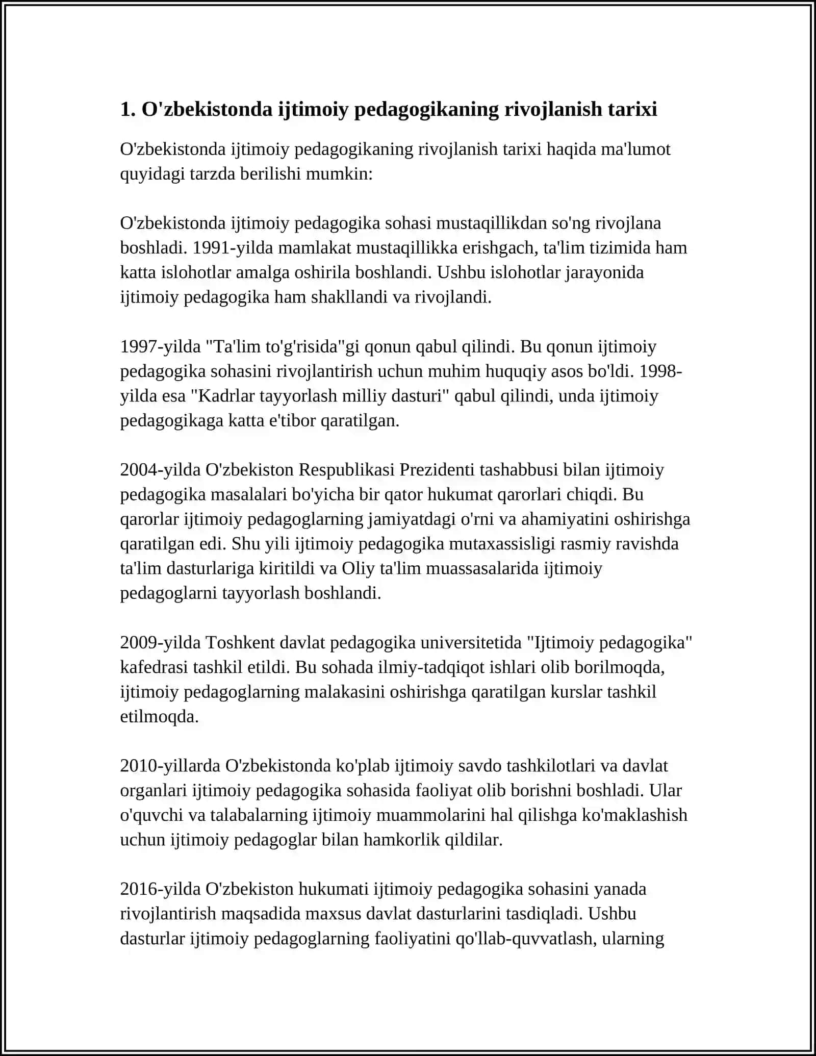 O'ZBEKISTONDA IJTIMOIY PEDAGOGIKA FANING PAYDO BO'LISHINING MADANIY TARIXIY IJTIMOIY-HUQUQIY SHART SHAROITLARI 3
