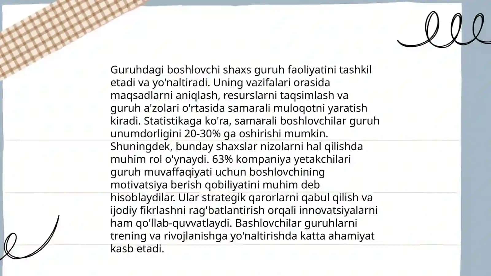 Guruhdagi boshlovchi shaxsi va kvalifikatsiyasi 3