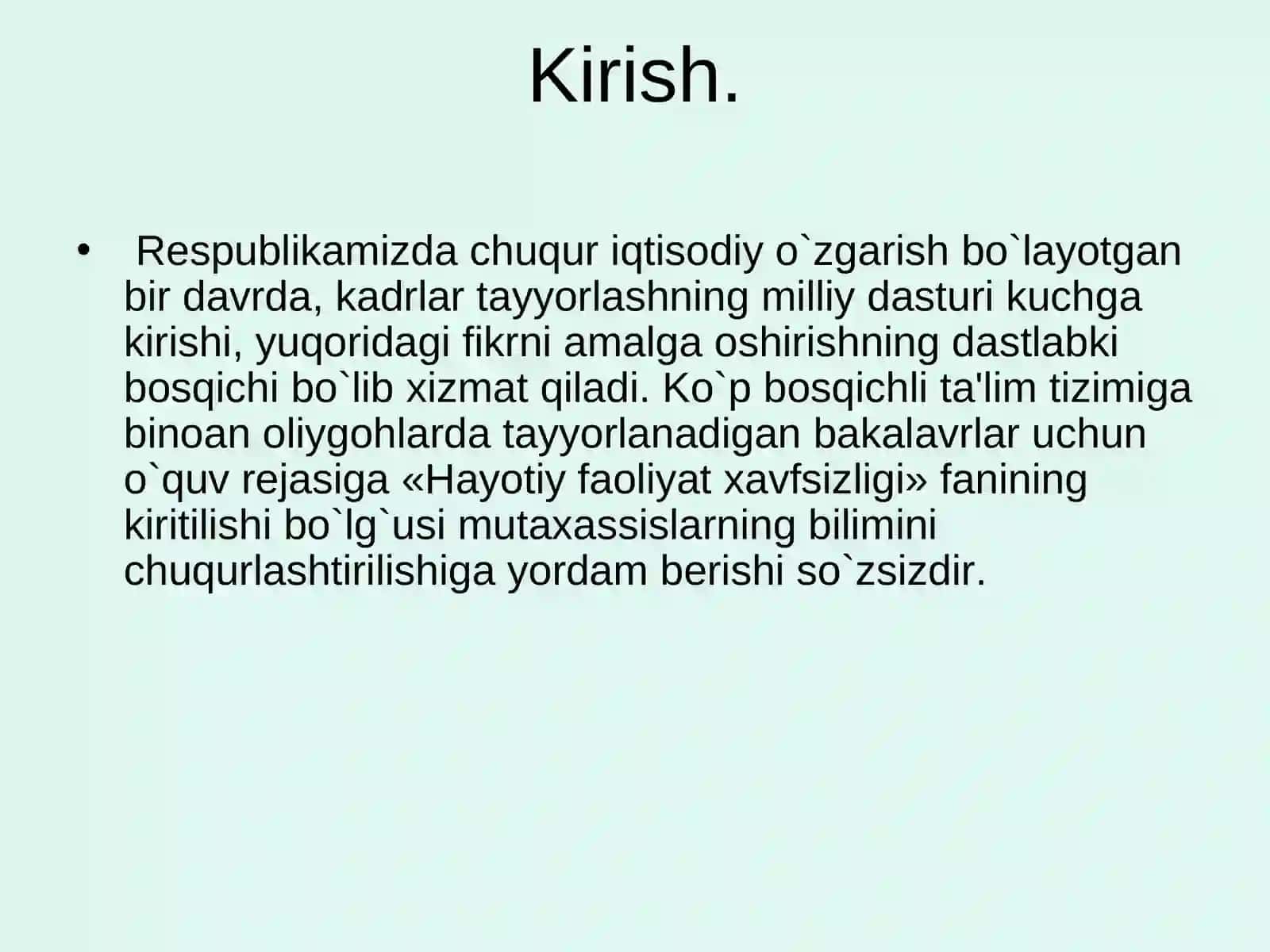 Hayotiy faoliyat xavfsizligi (HFX) fanining ahamiyati va uning tarkibi 3