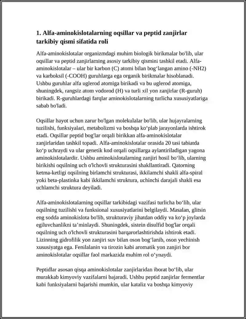 ALFA-AMINOKISLOTALAR, KOFERMENTLAR, GARMONLAR VA VITAMINLARNING TARKIBIY QISMI SIFATIDA 3
