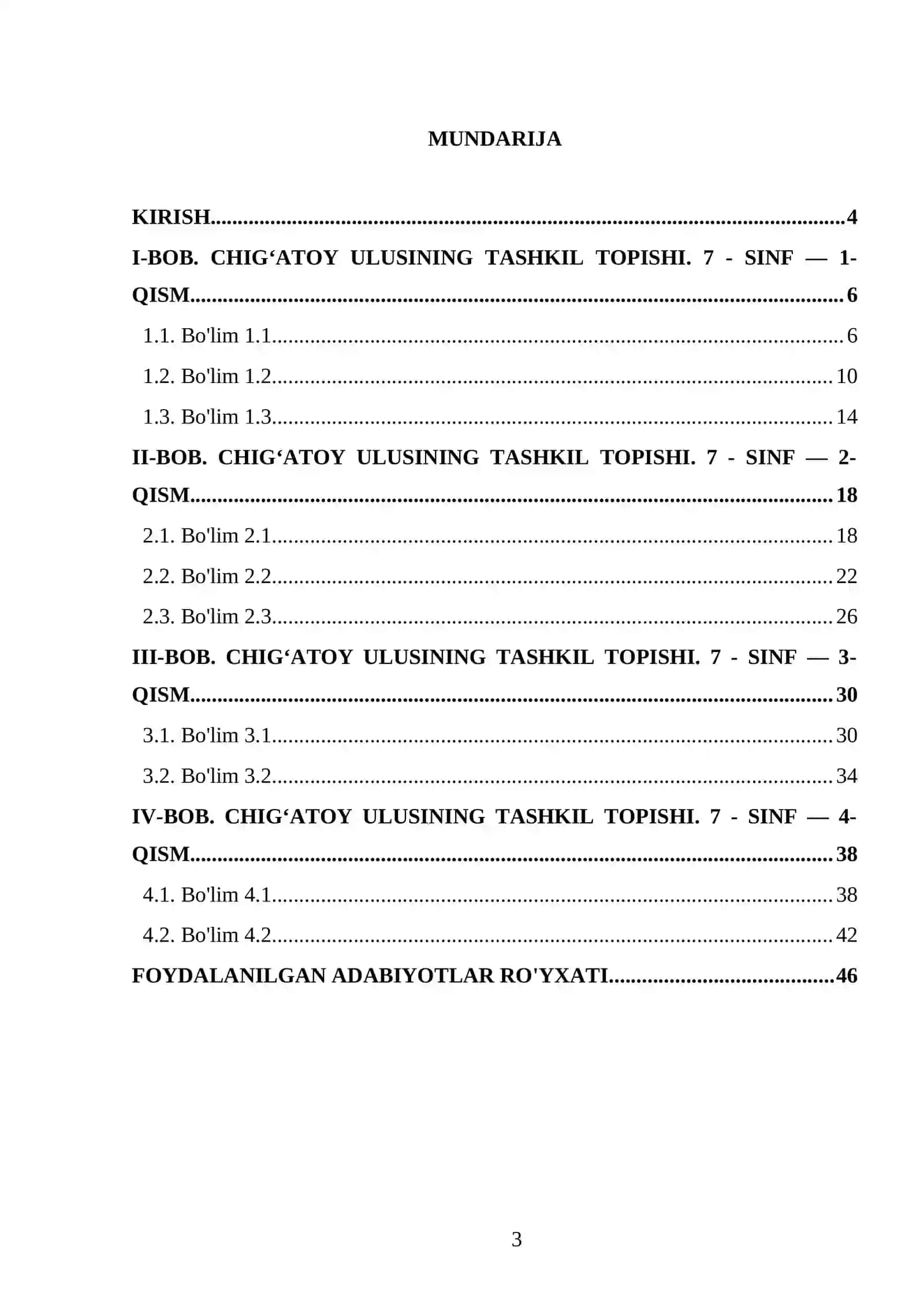 CHIG‘ATOY ULUSINING TASHKIL TOPISHI. 7 - SINF 3