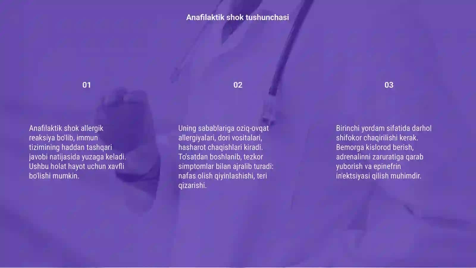 Anafilaktik shok sabablari, tashxisi, klinikasi va birinchi yordam 3