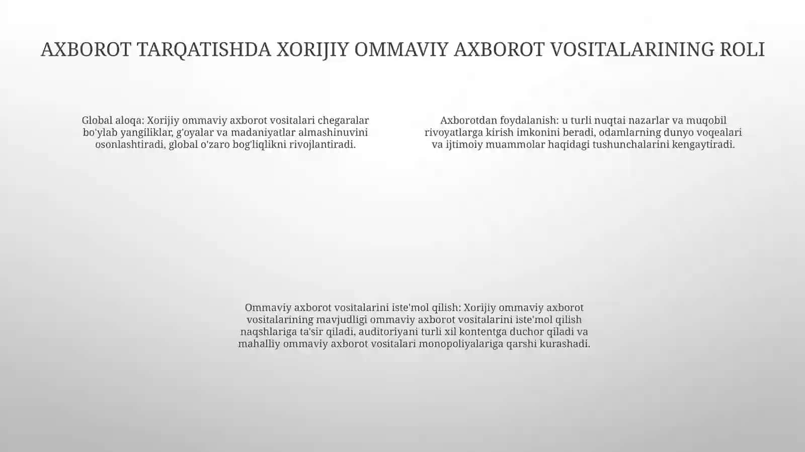 Xorijiy Ommaviy Axborot Vositalarini Media Zamondagi O'Rni 3