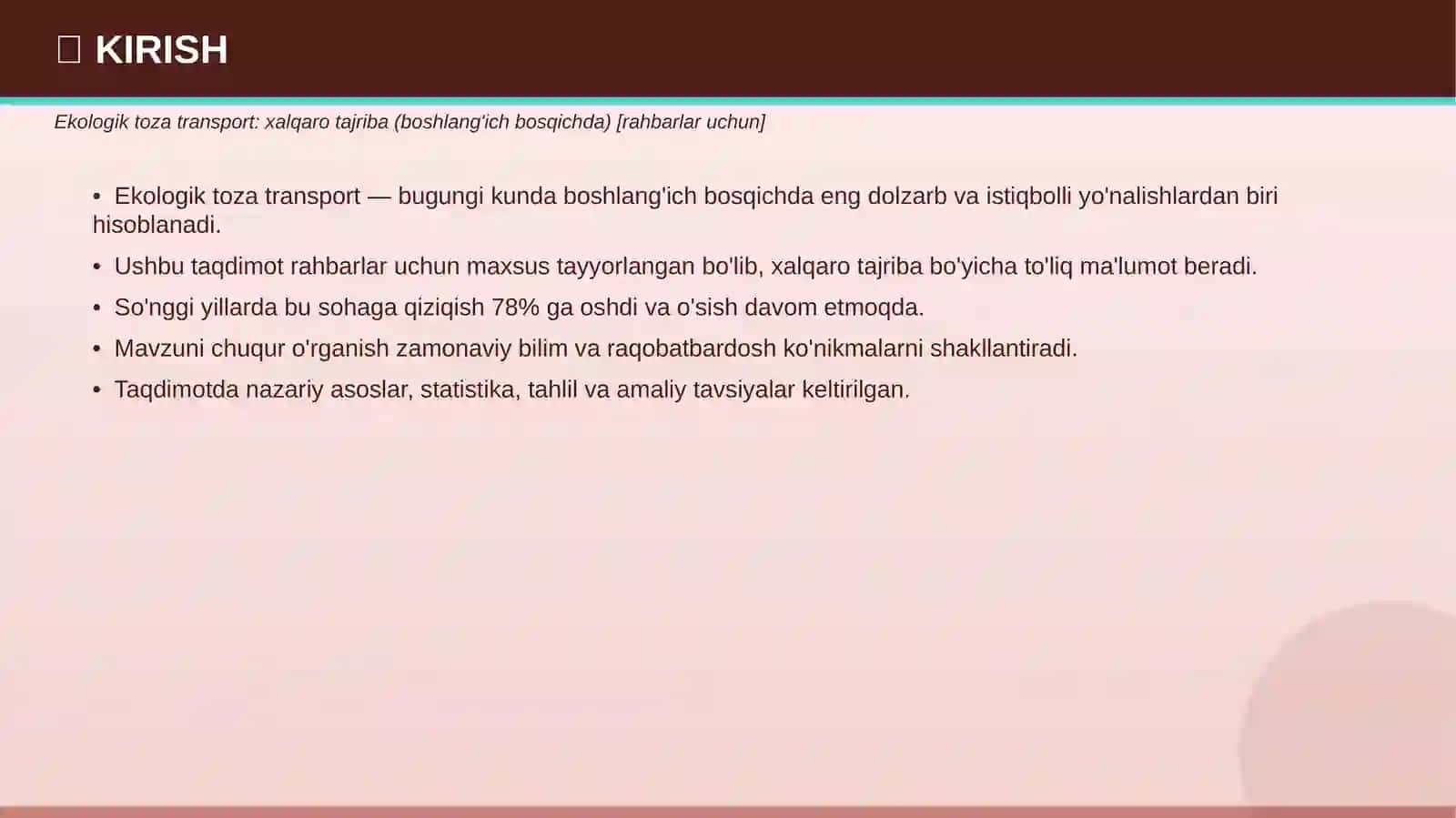 Ekologik Toza Transport: Xalqaro Tajriba (Boshlang'ich Bosqichda) [Rahbarlar Uchun] 3