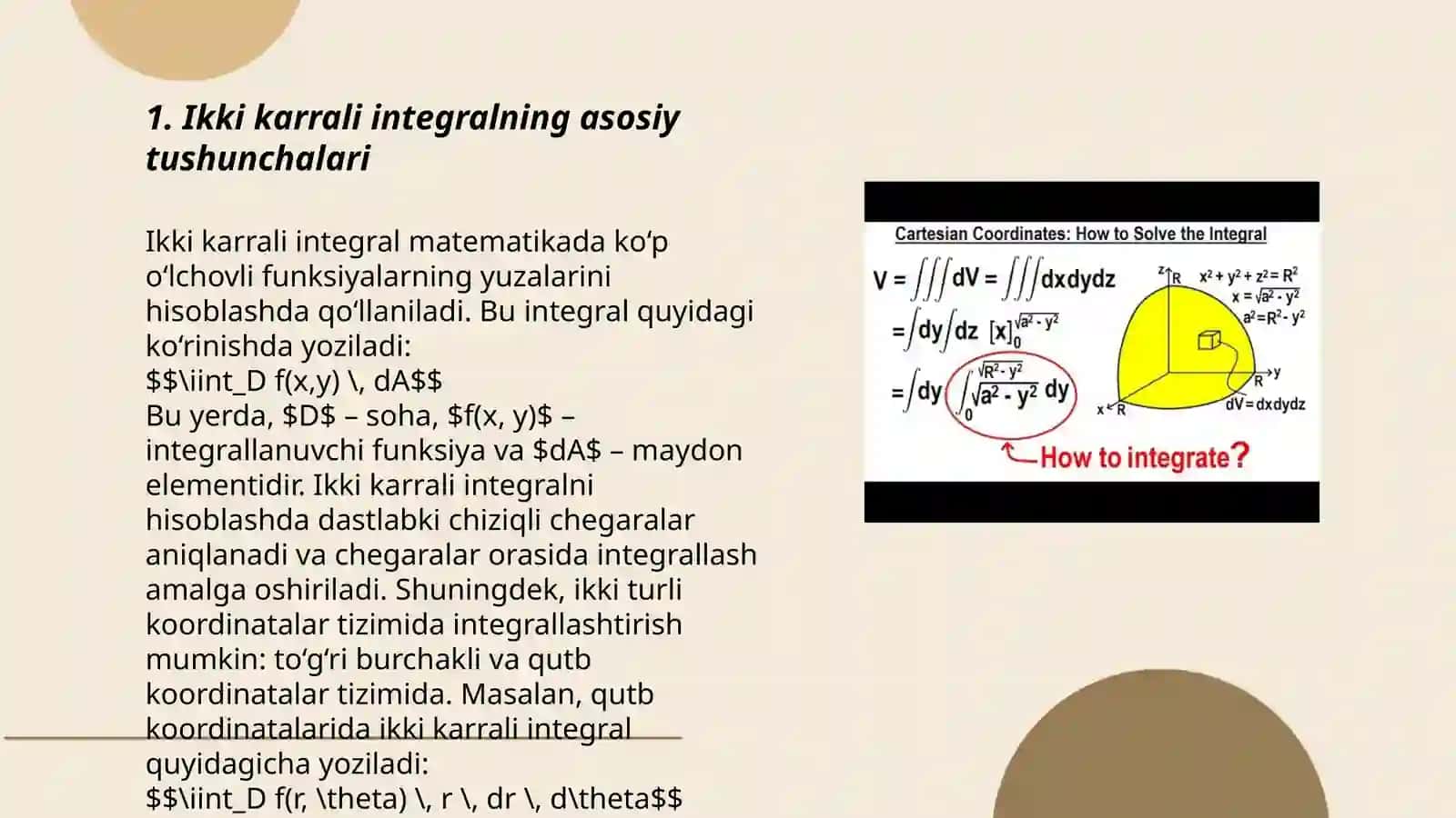 Ikki va uch karrali integrallar 3