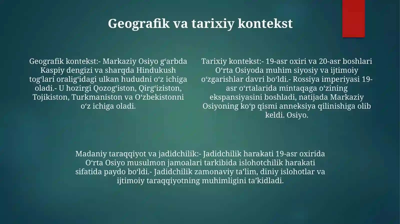 Xix Asr 2-Yarmi Xx Asr Boshlarida O'Rta Osiyo Xalqlari Madaniyati 3