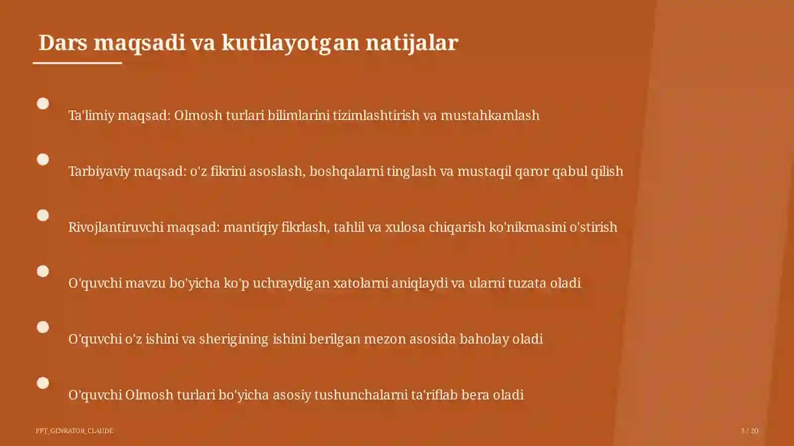 Olmosh turlari (6-sinf) 3