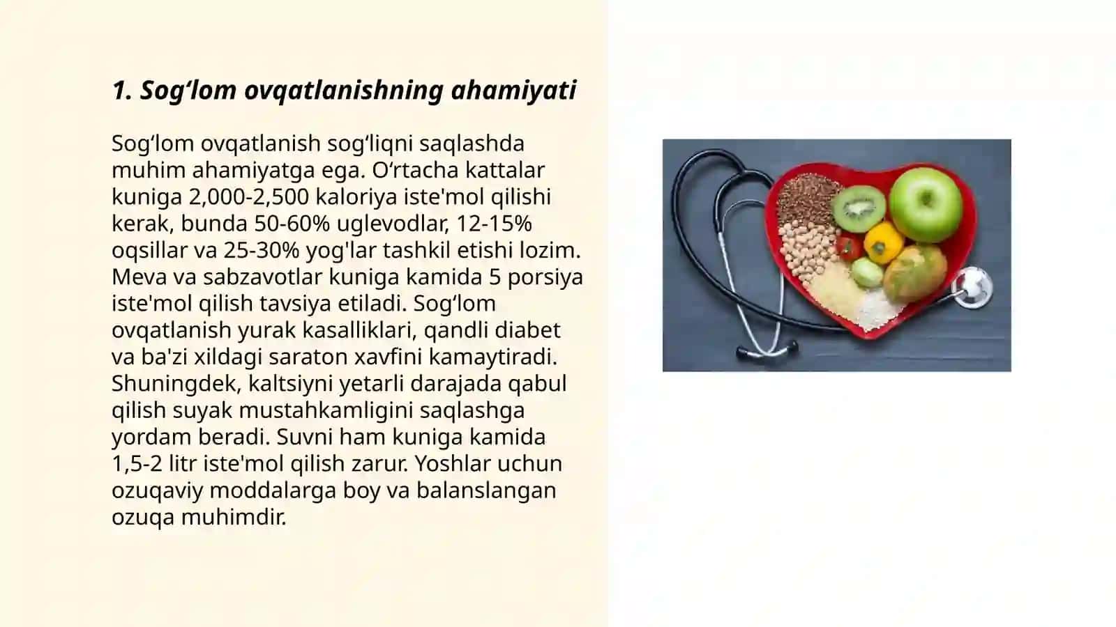 Ovqatlanishning inson organizmiga taʼsiri Mahamadxonov Azizxon 3