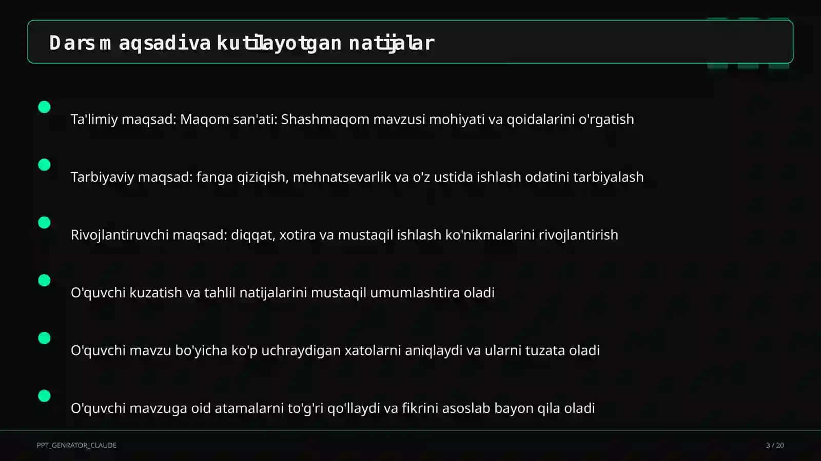 Maqom san'ati: Shashmaqom (5-sinf) 3