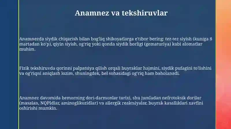 Siydik ajratish tizimi kasalliklarida bemor parvarishi va kuzatuvi 3