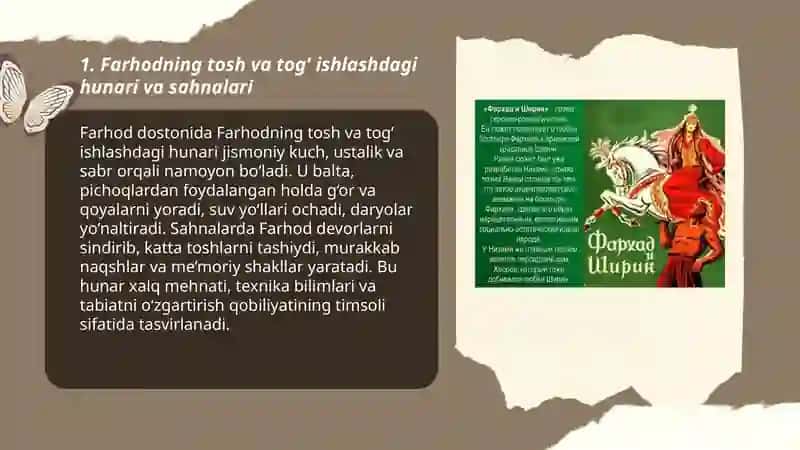 Farhodning tosh va tog' ishlashdagi hunari va sahnalari 3