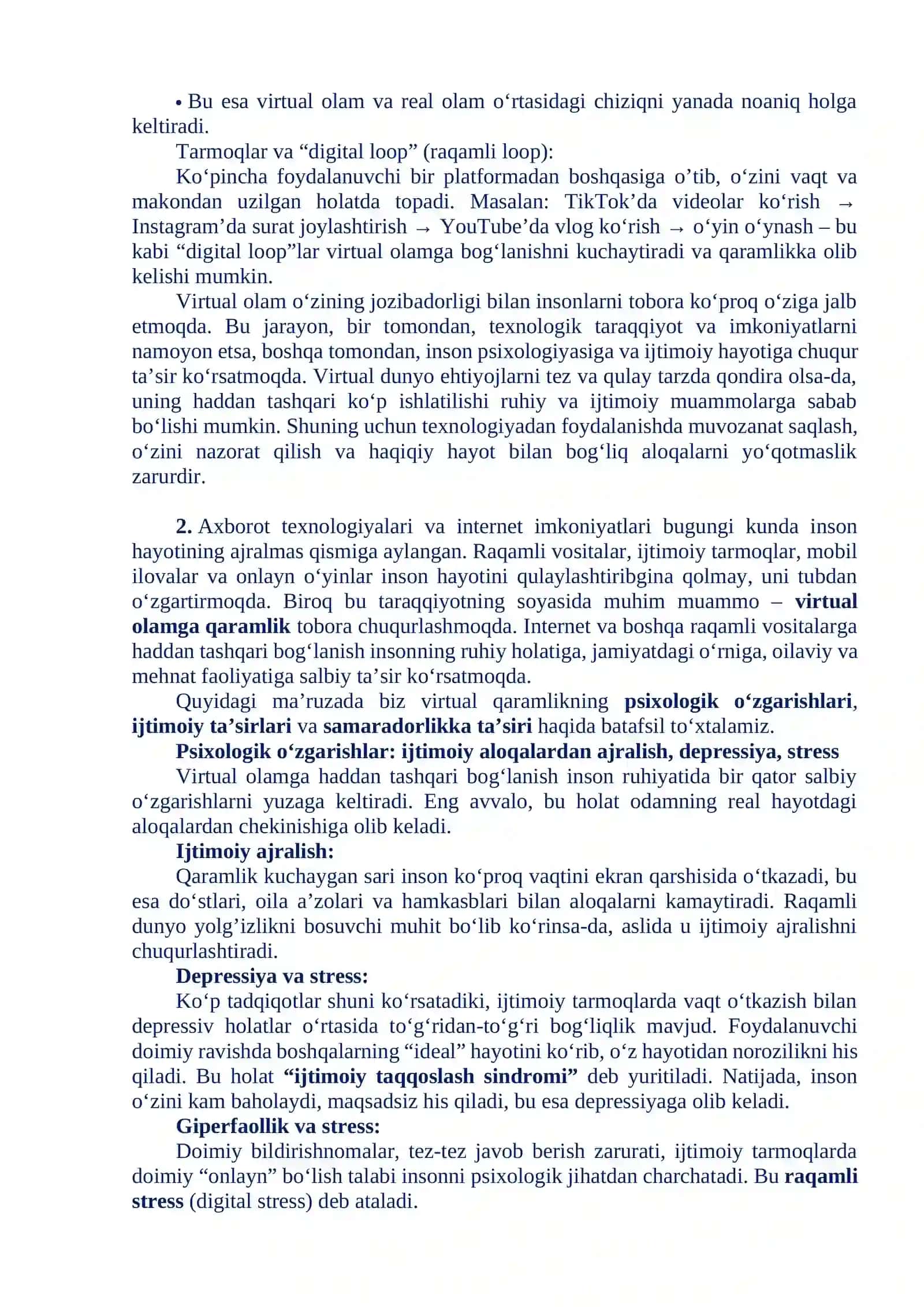 VIRTUAL OLAMNING JOZIBADORLIGIGA QARAMLIK VA UNING OQIBATLARI 3