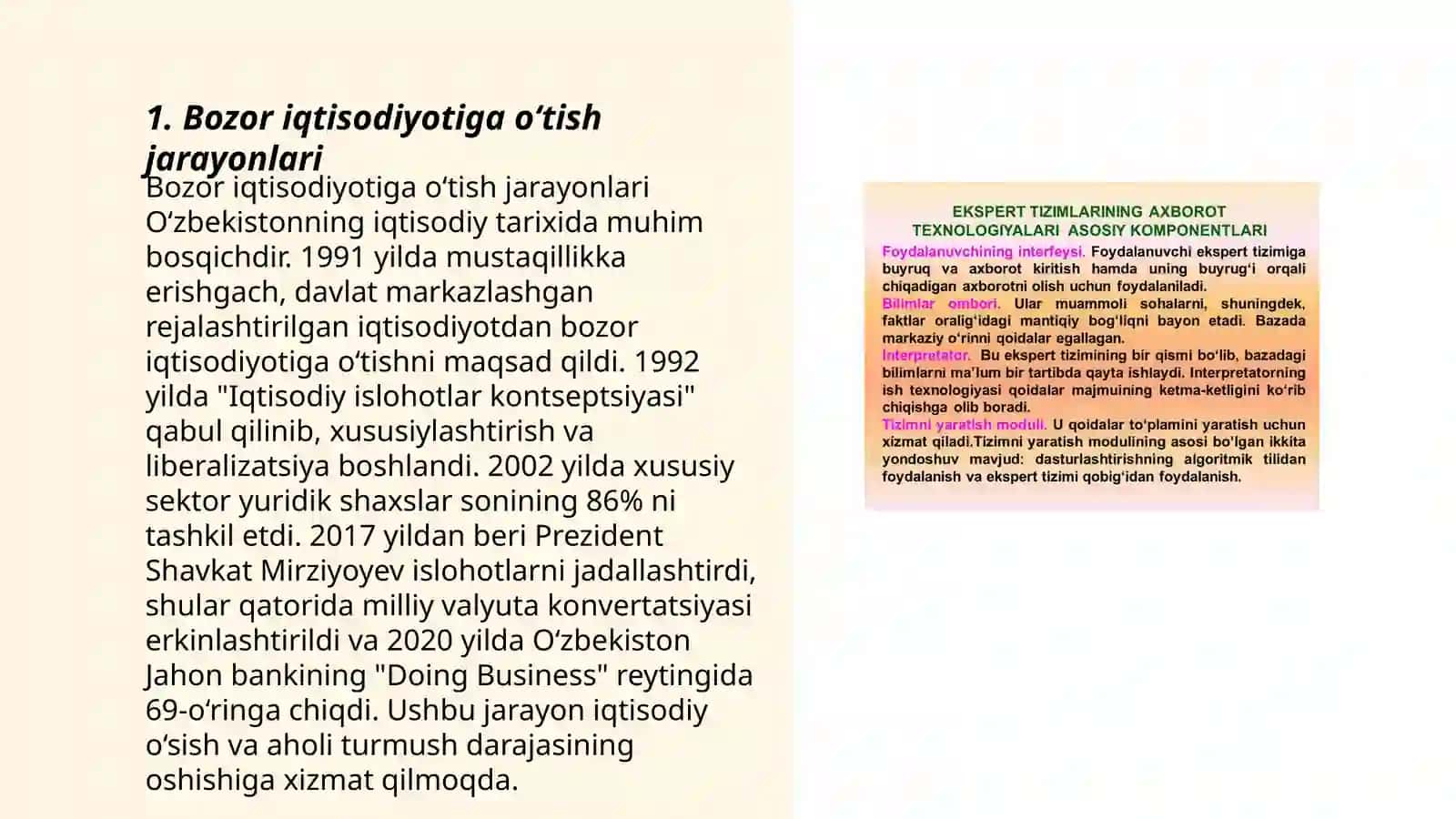 Oʻzbekiston Respublikasi maʼmuriy buyruqbozlik tizimidan bozor munosabatlariga oʻtish davri konsepsiyasi hozirgi zamon iqtisodiy taʼlimotlari 3