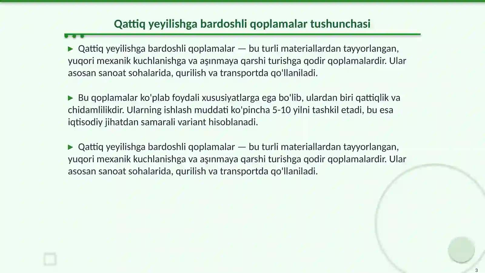 Qattiq yeyilishga bardoshli qoplamalar 3