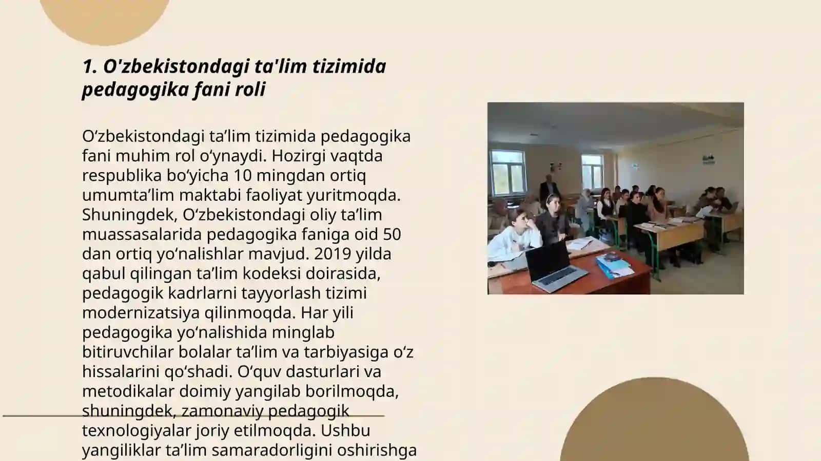O'zbekistondagi talim jarayonidapedagogika ta'limmuassasalari faoliyativa o'rni Rustamova Muxlisa 3