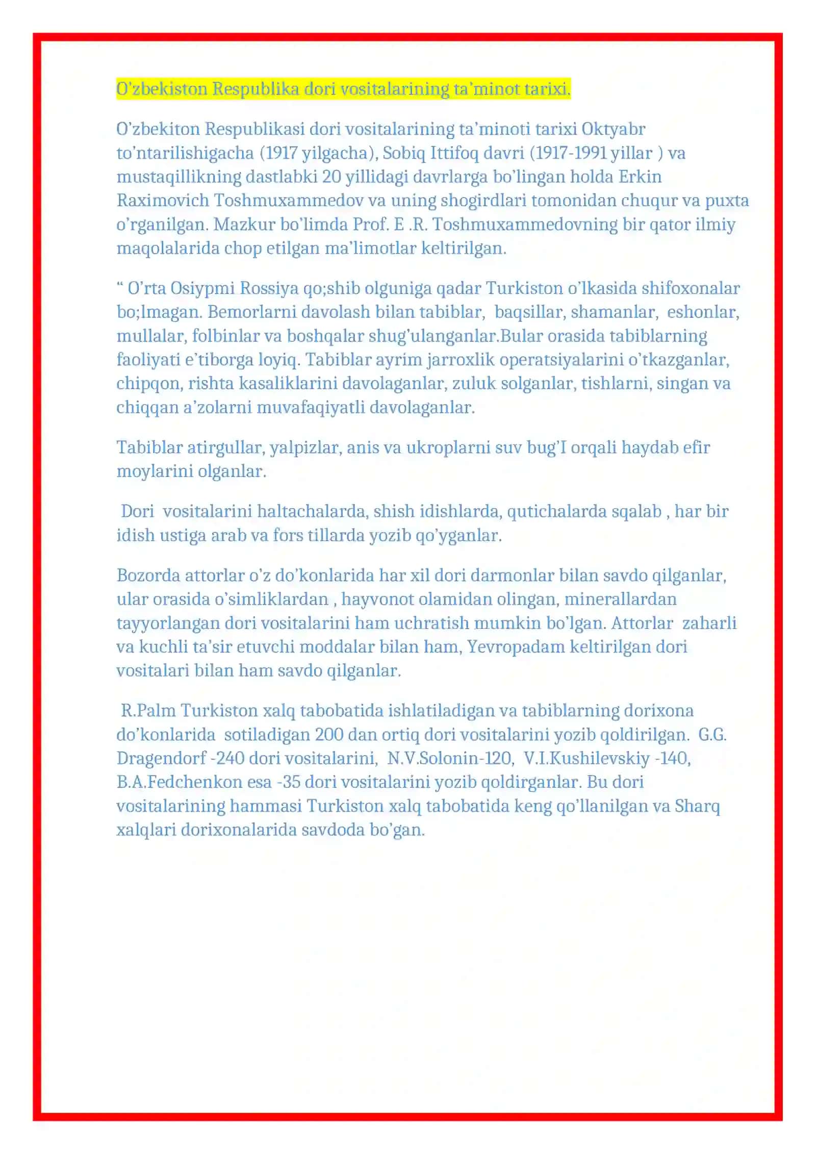 O’zbekiston Farmatsevtika tarmog’ini tuzilmasi 3