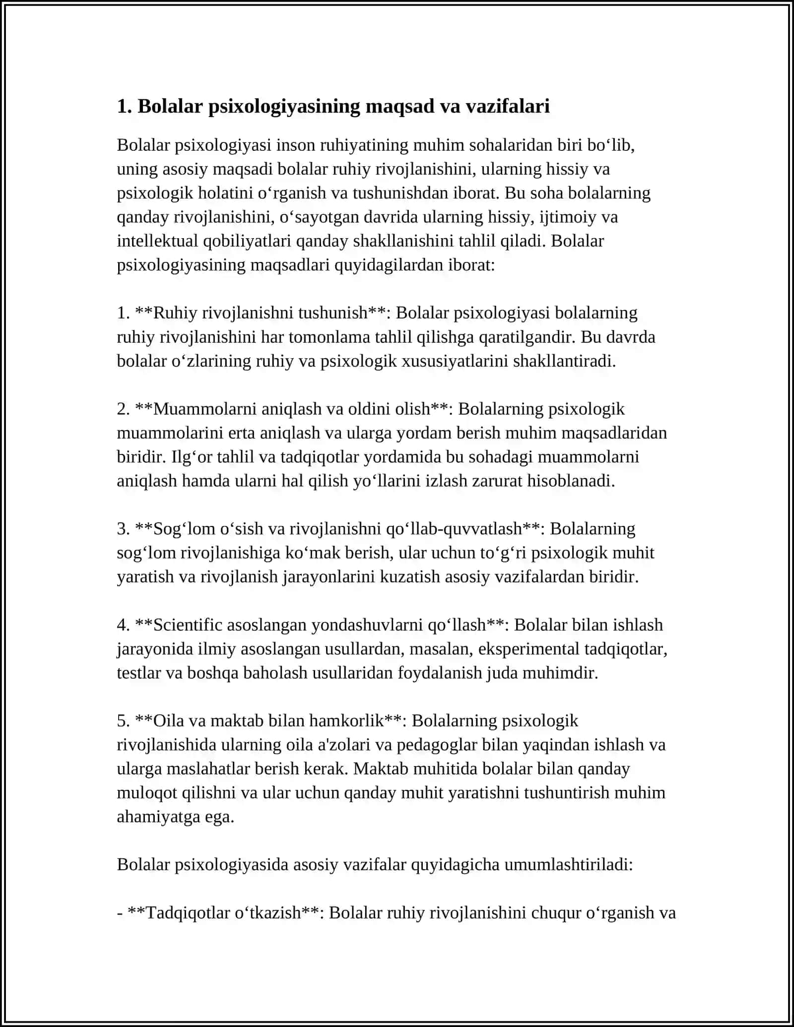 BOLALAR PSIXALOGYASI FANINING PERDMETI VAZIFALARI 3