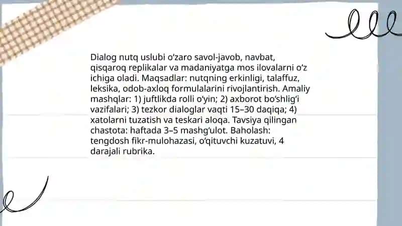 O’zbek tili nutq uslublarini amaliy mashqlarda o’rganish 3