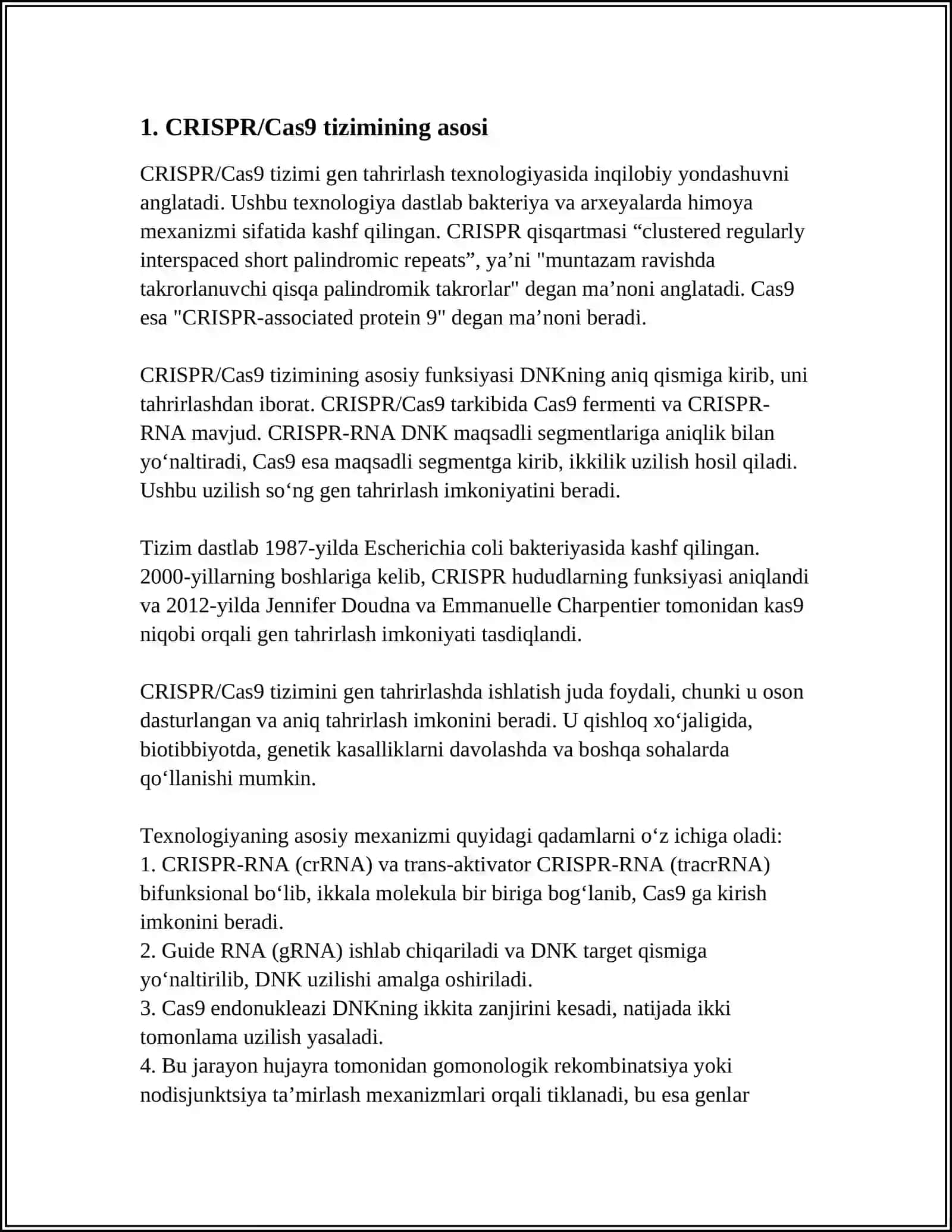 GENOMLARNI TAHRIRLASHNING CRISPR/CAS9 USULI 3