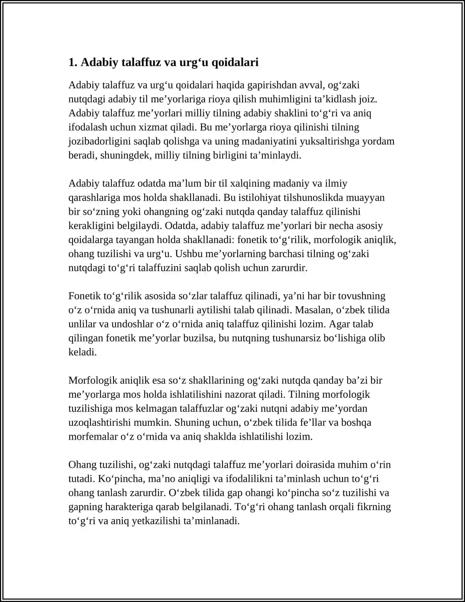 OGʻZAKI NUTQDA ADABIY TIL MEʼYORLARIGA AMAL QILISH 3