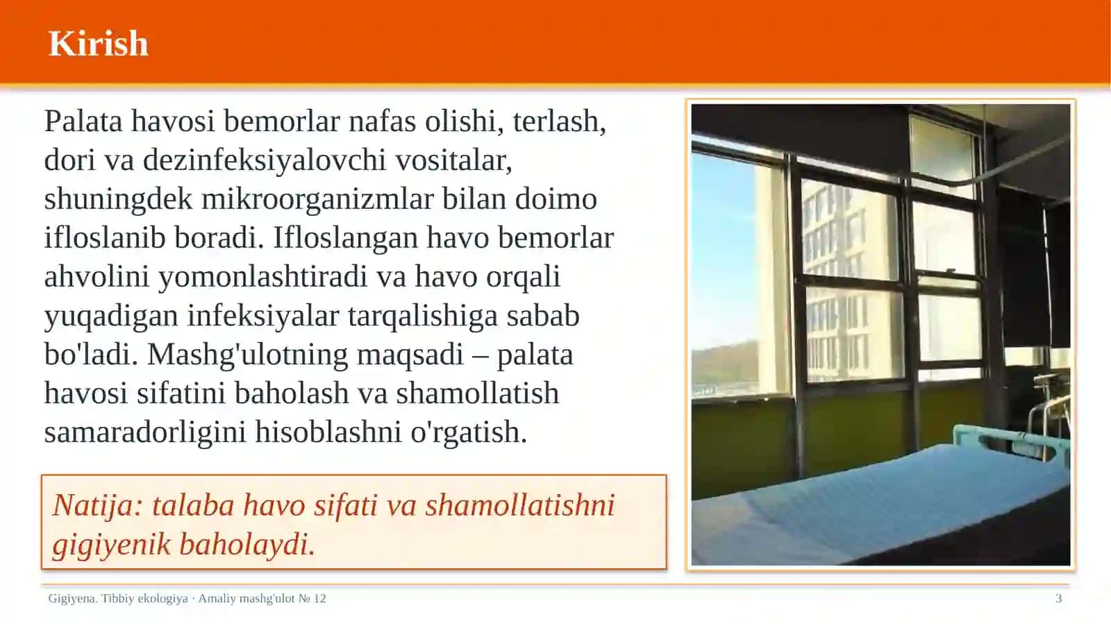 Gigiyena. Tibbiy ekologiya · Amaliy mashg'ulot № 12 3