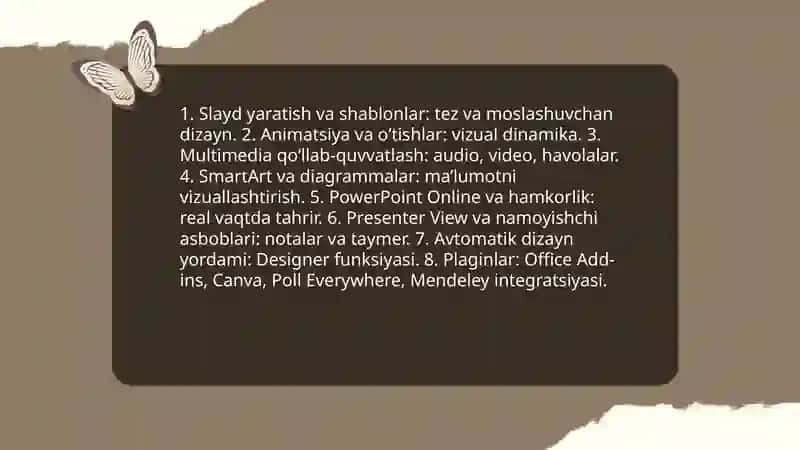 Taqdimotlarni ishlab chiqishning instrumental vositalari 3