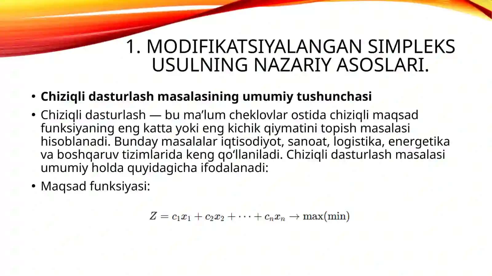 Modifitsirlangan simpleks usul 3
