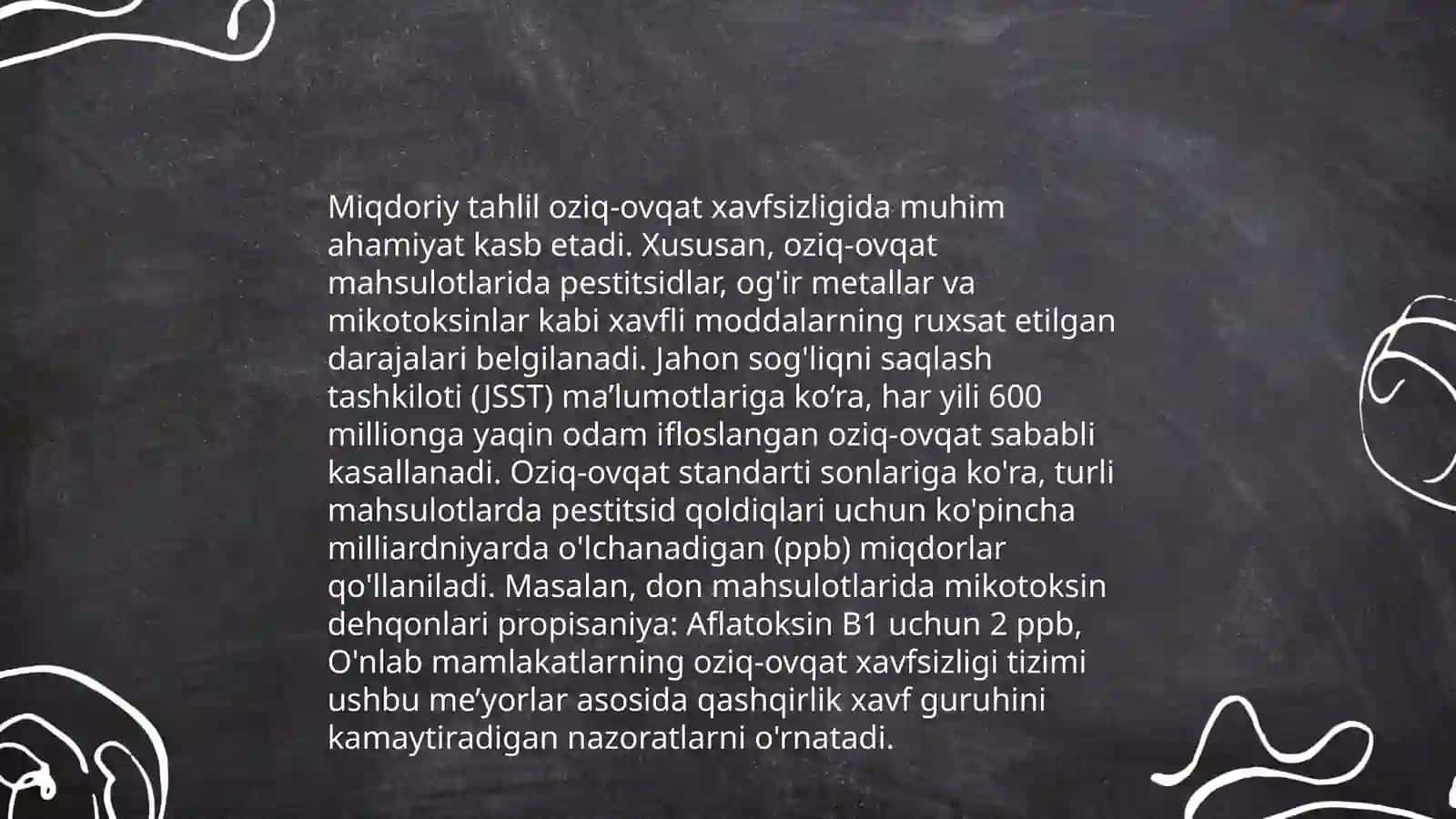 Miqdor va sifat tekshiruvlarining oziq-ovqat tekshiruvlaridagi ahamiyati 3