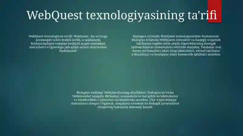 Veb-Quiest Texnologiyasidan Biologiya Darslarida Foydalanish 3