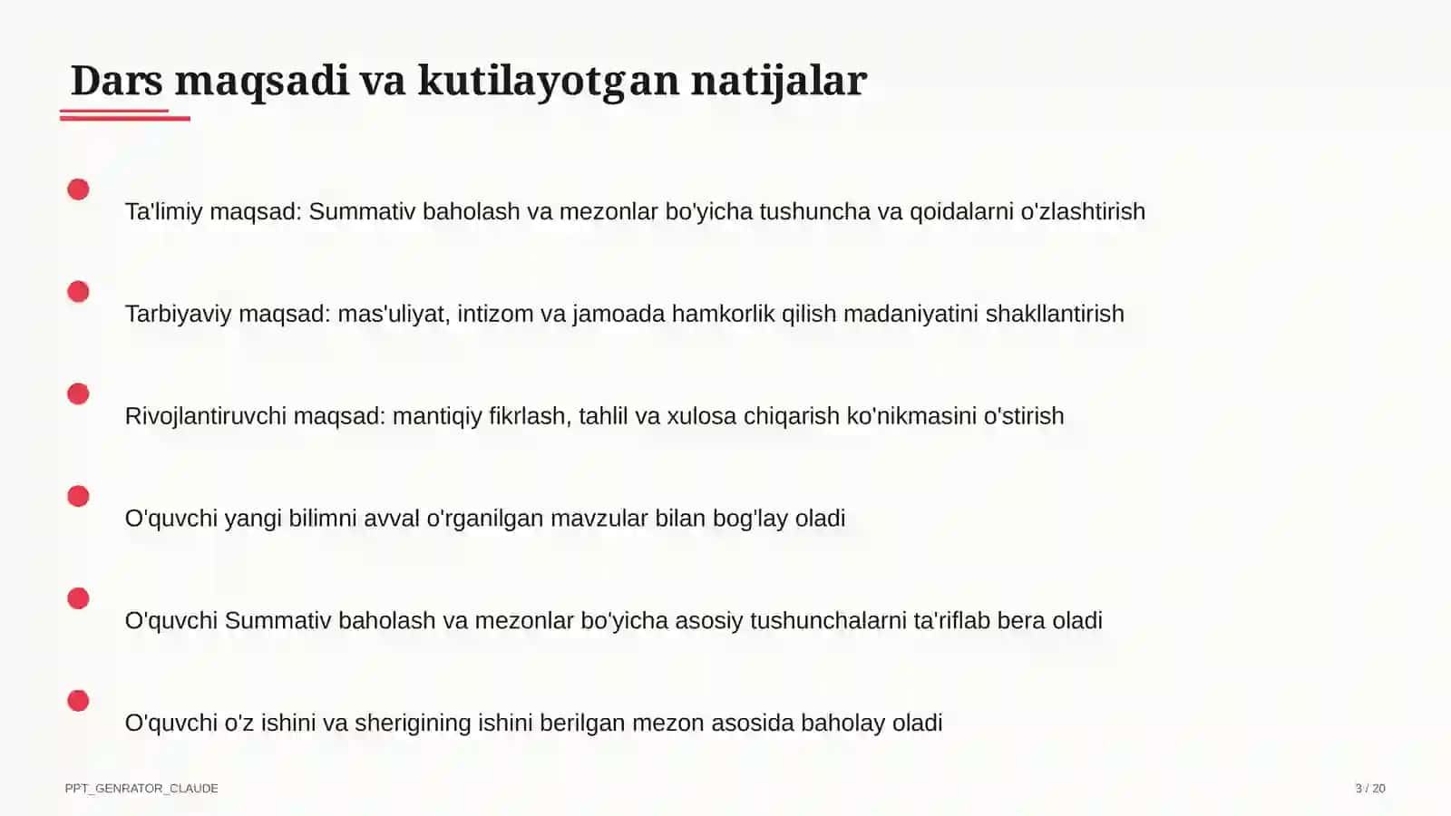 Summativ baholash va mezonlar 3