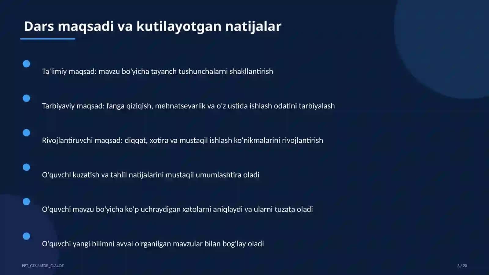 Sinf soati va tarbiyaviy tadbirlar (1–11) 3