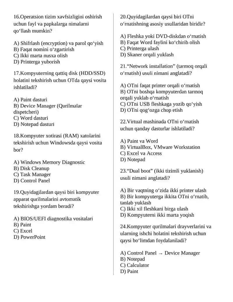 Kompyuter arxitekturasi 1-oraliq nazorat 3