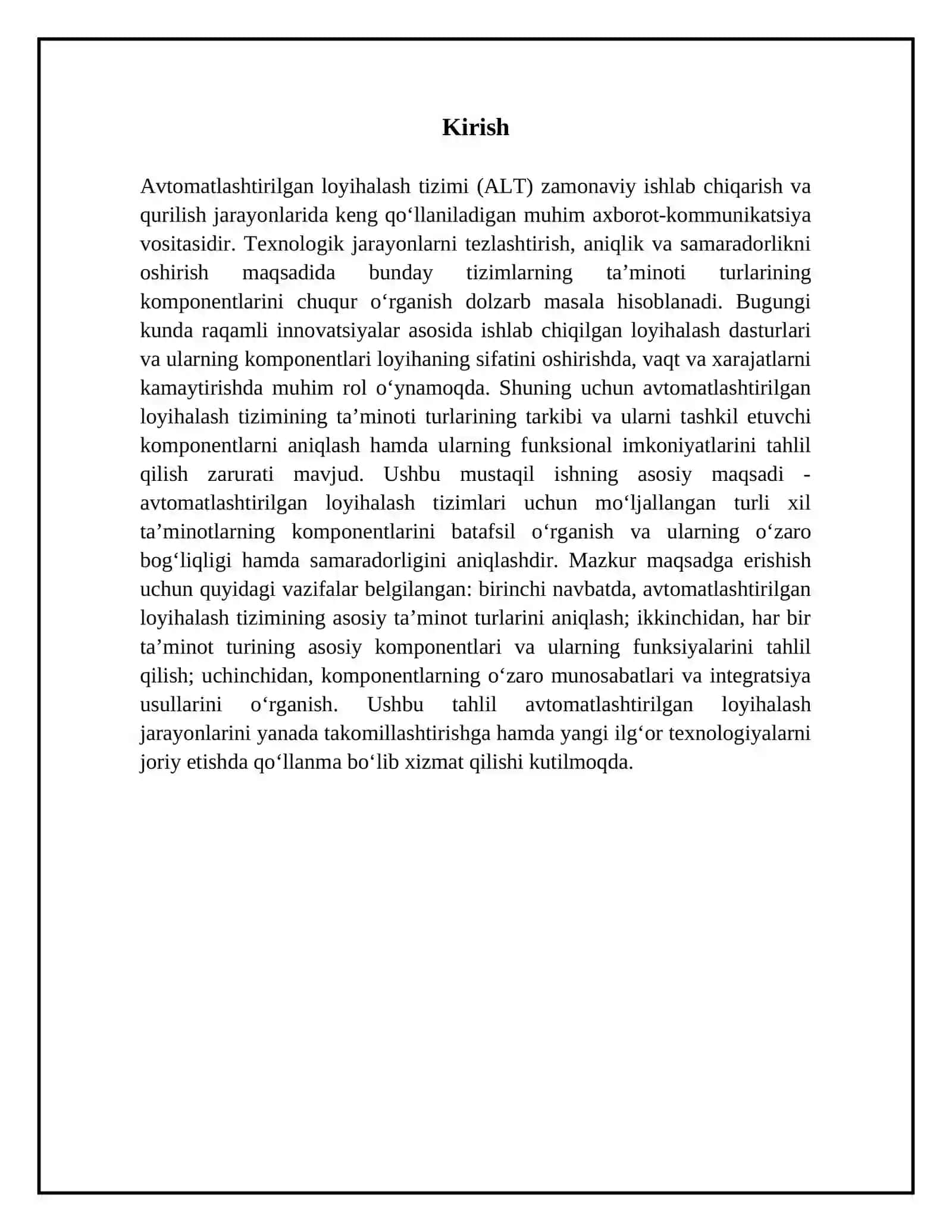 Avtomatlashtirilgan loyihalash tizimi ta’minoti turlarining komponentlari 3