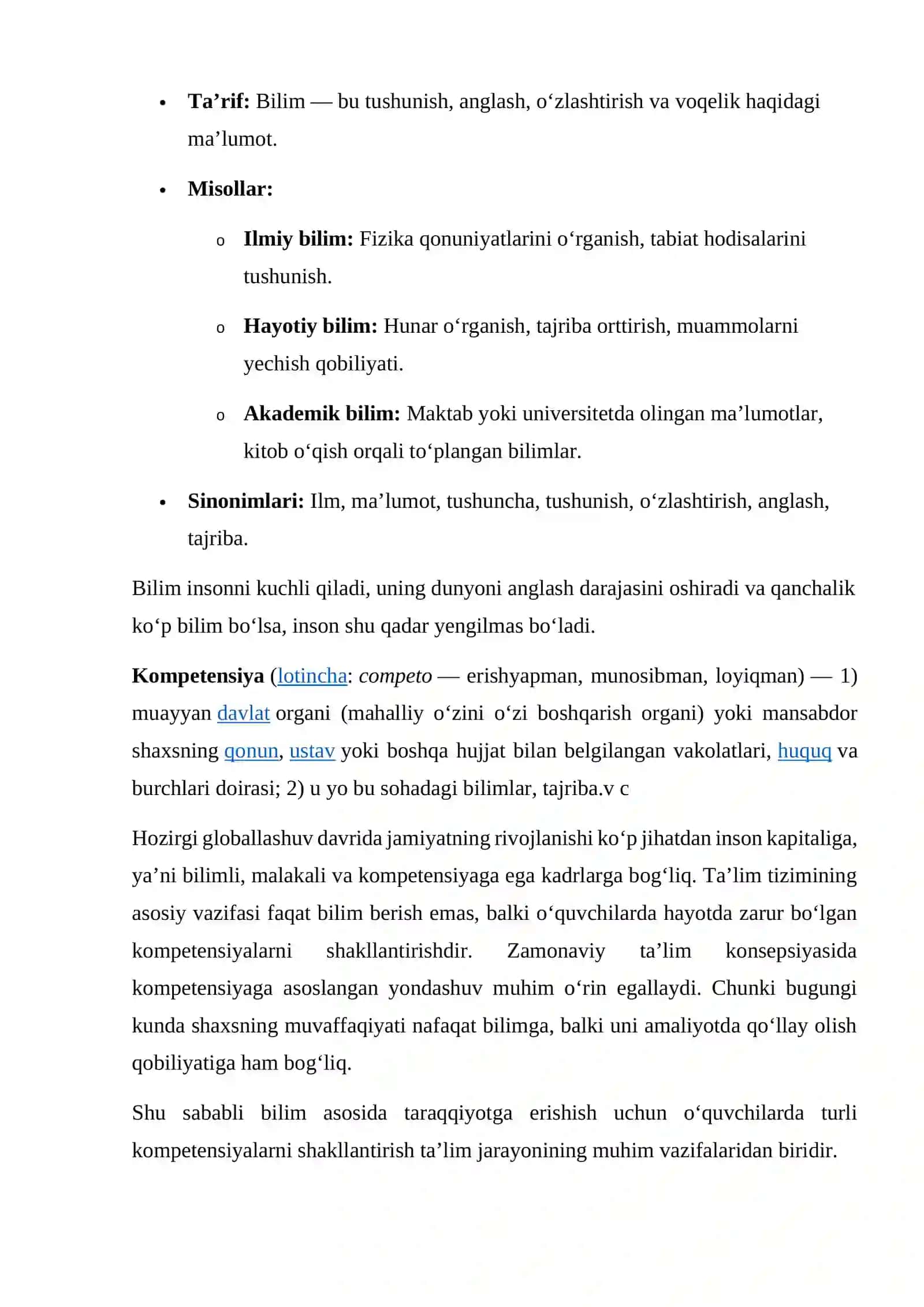 Bilim va kompetensiya tushunchasi 3