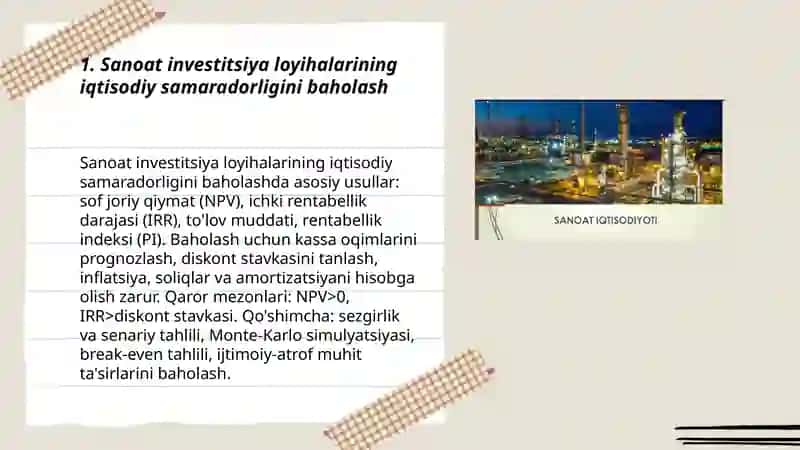Sanoatda investitsiya loyihalarini iqtisodiy tahlil qilish 3