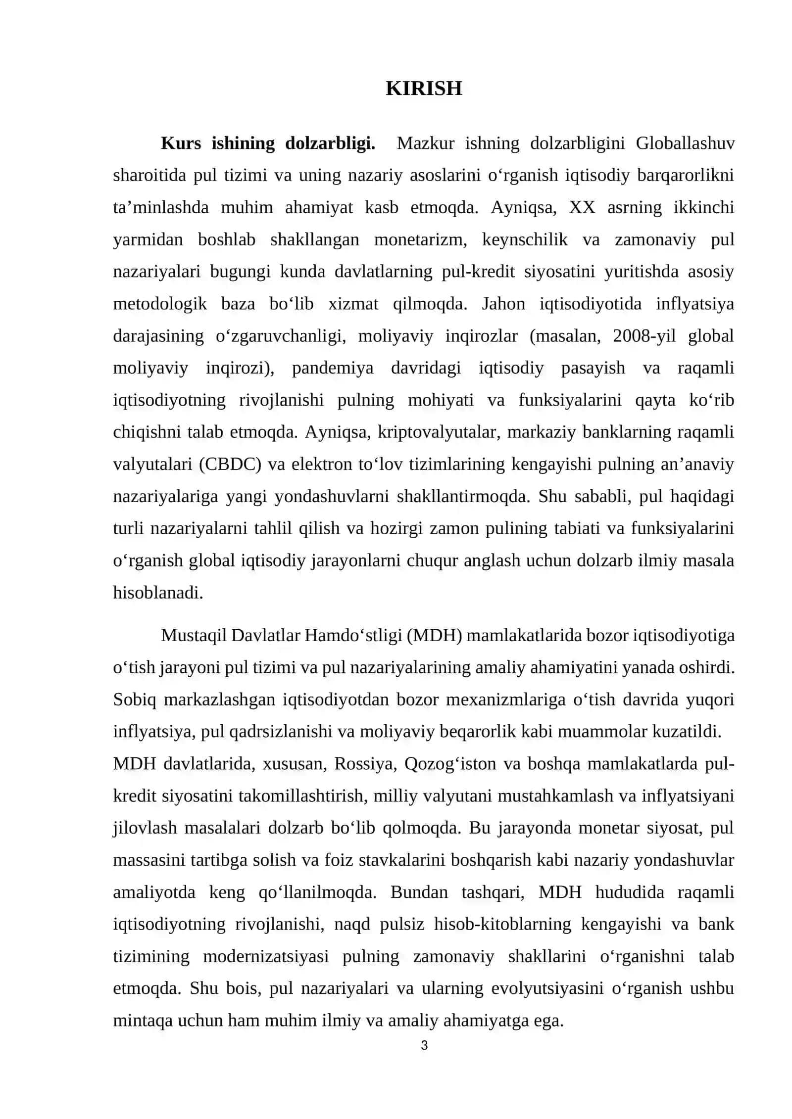 BOB. PUL NAZARIYALARINING SHAKLLANISHI VA RIVOJLANISHI 3