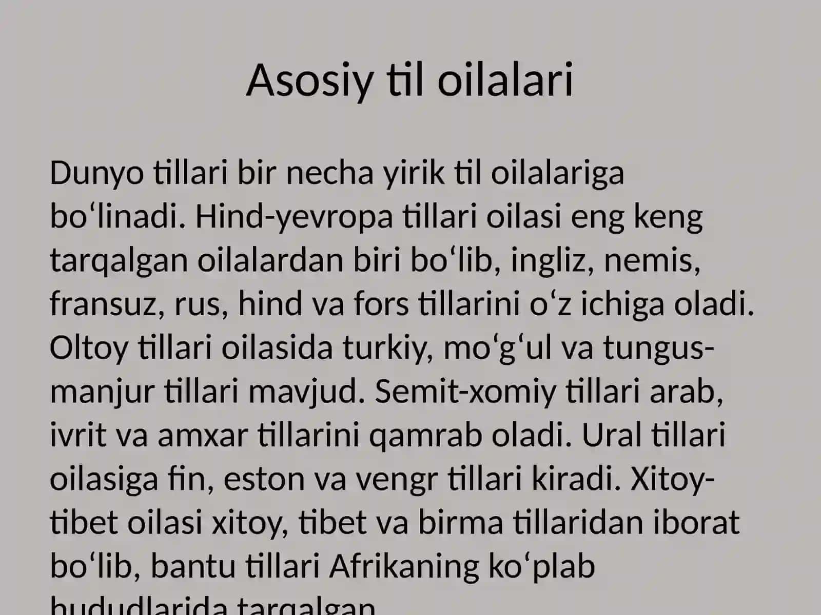 Dunyo tillarining tasnifi 3