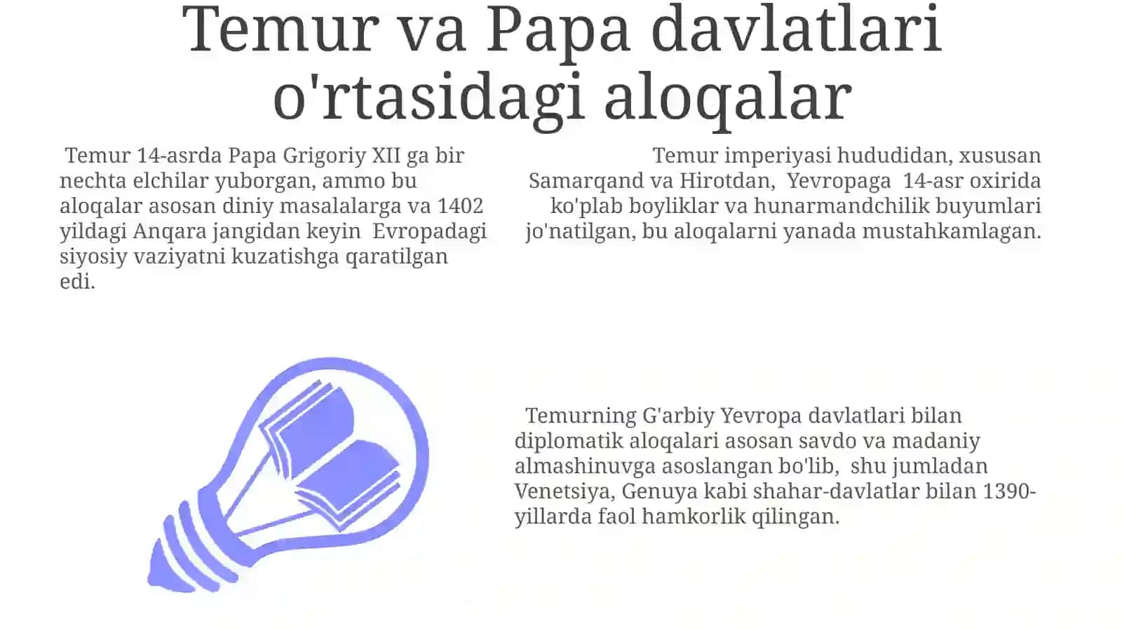 Amir Temur G'arbiy Yevropa davlatlari bilan diplomatik aloqalari 3