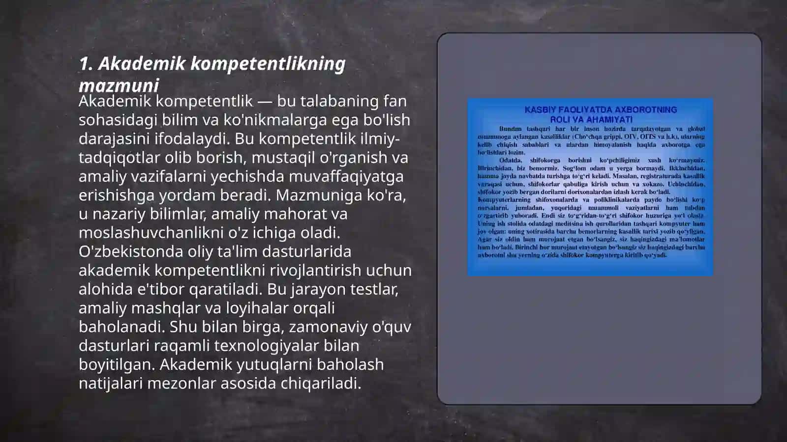 Akademik kunikmalar va kasbiy kompetentlik fanning mazmuni, mohiyati, o'rganishning ahamiyati 3