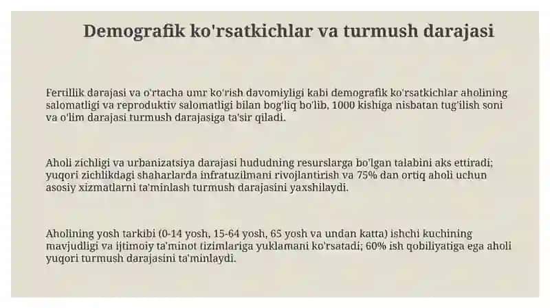 Aholi turmush darajasini statistik o‘rganish(mamlakatlar va viloyatlar misolida) 3