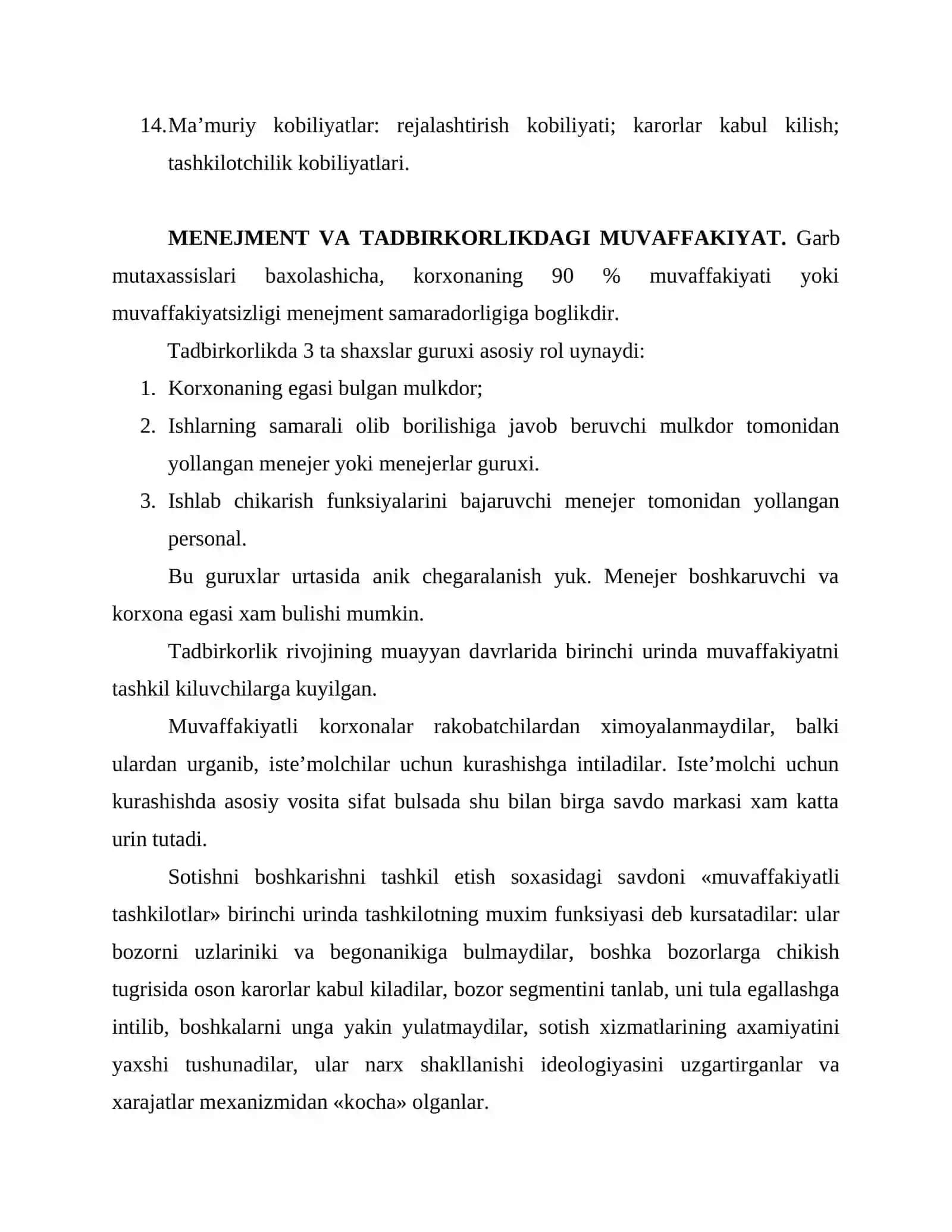 Menejerlar faoliyatini tashkil kilish 3