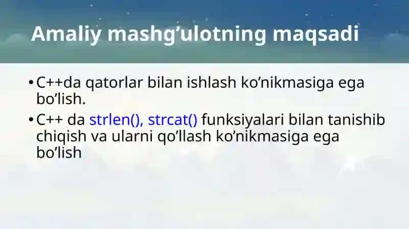 Amaliymashg’ulotningmaqsadi 3