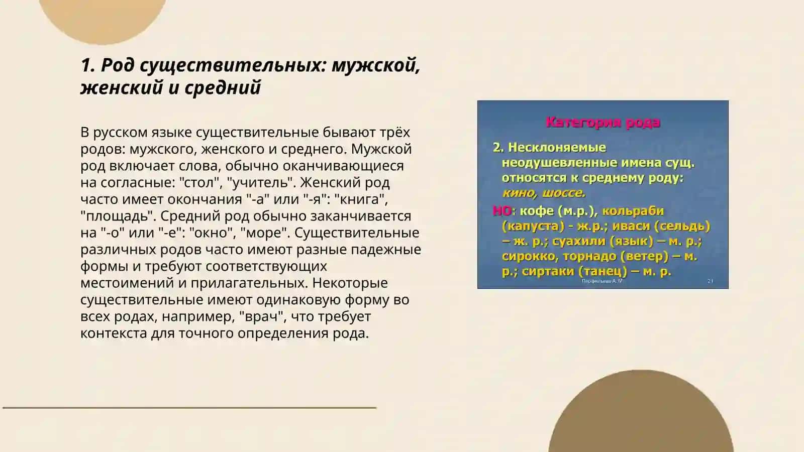 Имя существительное. Категория рода и числа 3