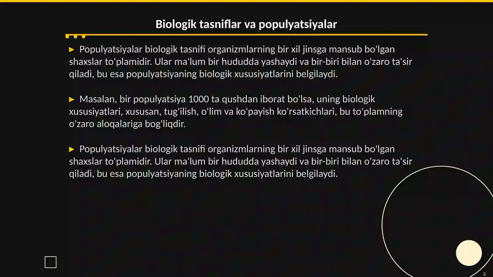 Populyatsiyalarning umumiy tasnifi va xususiyatlari 3