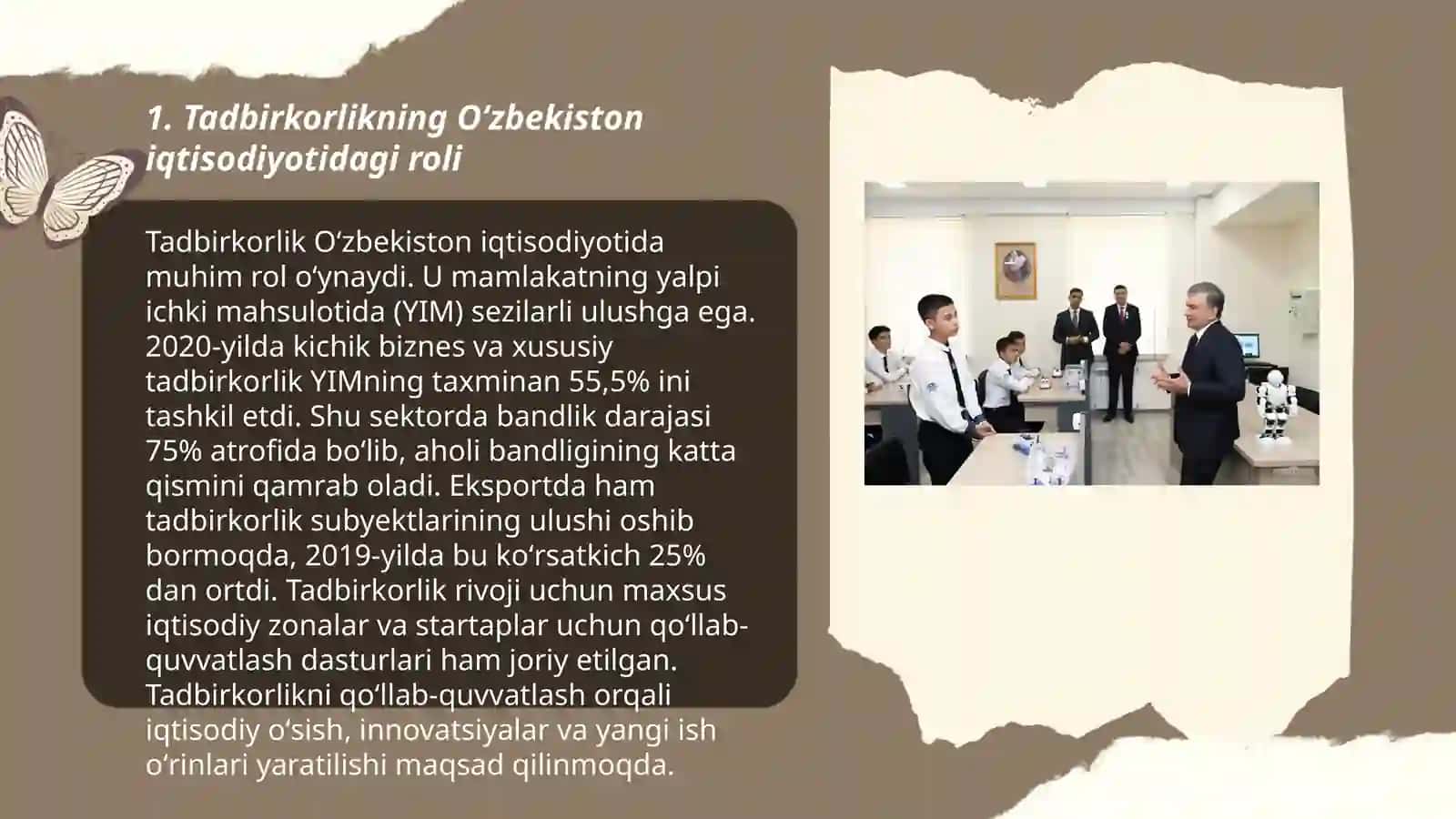 Tadbirkorlik Oʻzbekiston iqtisodiyotidagi roli 3